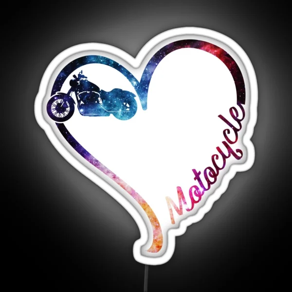 Galaxy Motocycle Heart RGB Neon Sign