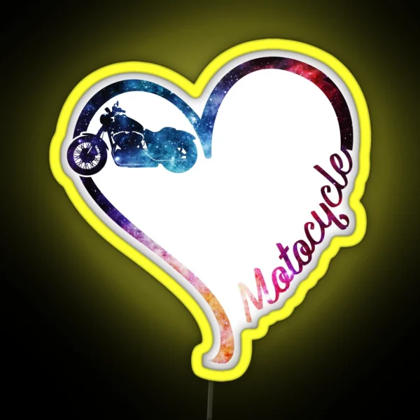 Galaxy Motocycle Heart RGB Neon Sign