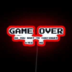 Game Over Continue Blue Outline Looks Best On White RGB Neon Sign