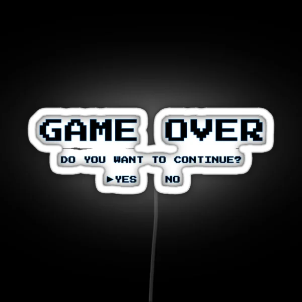 Game Over Continue Blue Outline Looks Best On White RGB Neon Sign