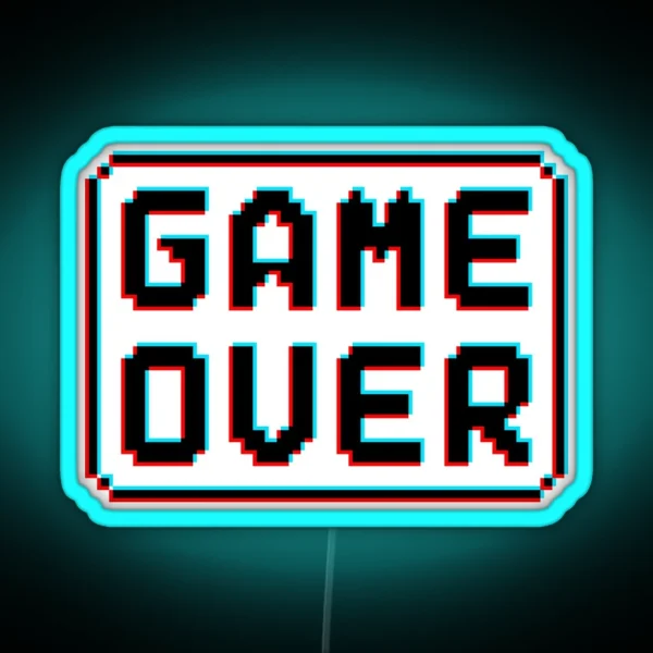 GAME OVER Glitch RGB Neon Sign