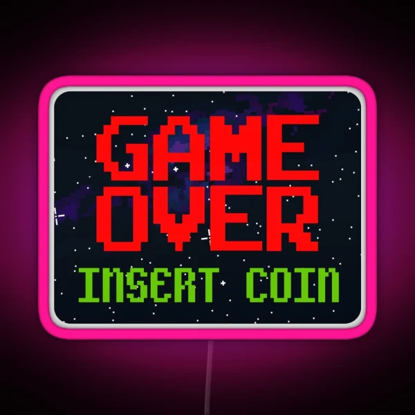 Game Over Insert Coin RGB Neon Sign