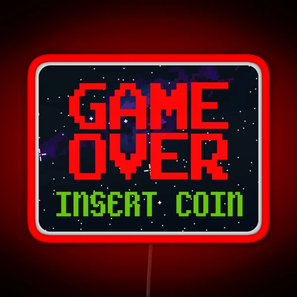 Game Over Insert Coin RGB Neon Sign