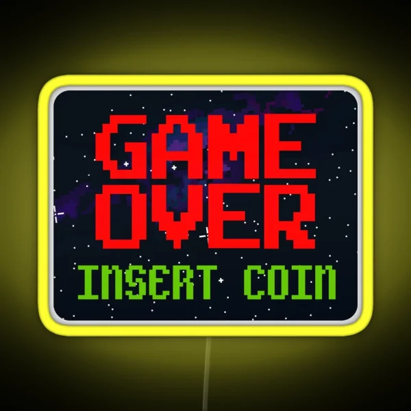 Game Over Insert Coin RGB Neon Sign