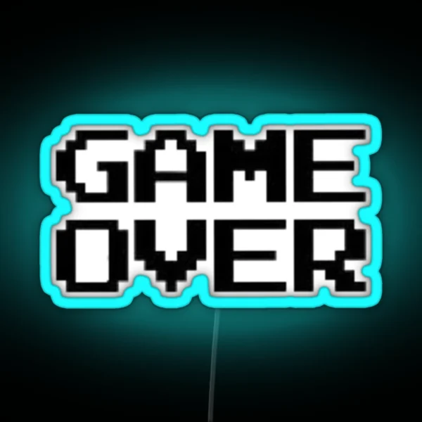 Game Over Over Game Lost Black Text RGB Neon Sign