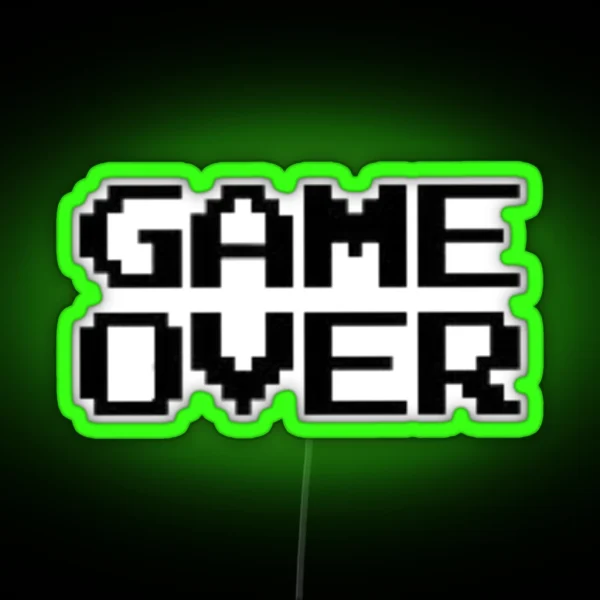 Game Over Over Game Lost Black Text RGB Neon Sign