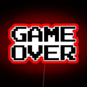 Game Over Over Game Lost Black Text RGB Neon Sign