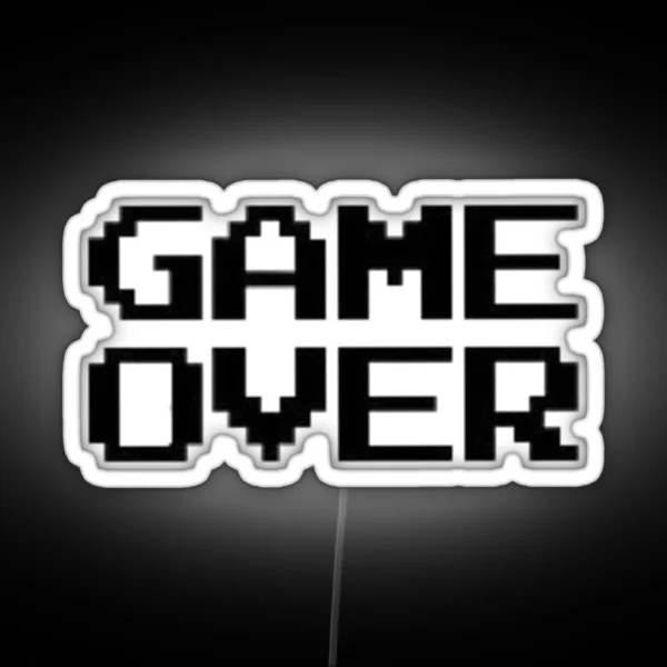 Game Over Over Game Lost Black Text RGB Neon Sign