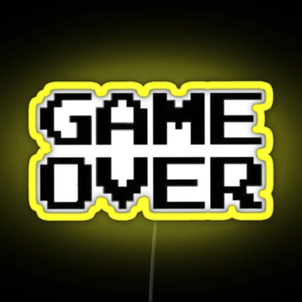 Game Over Over Game Lost Black Text RGB Neon Sign