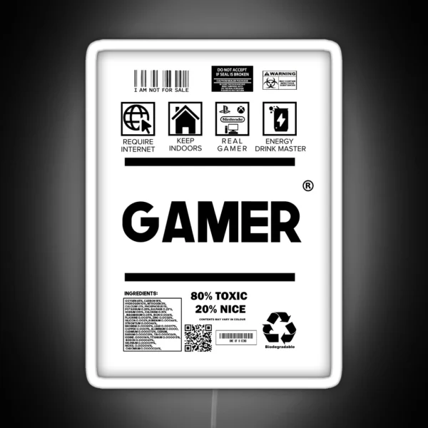 Gamer Print RGB Neon Sign