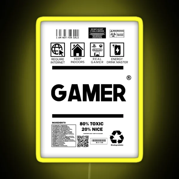 Gamer Print RGB Neon Sign