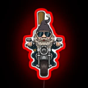 Garden Gnome With Guitar On Motorcycle RGB Neon Sign