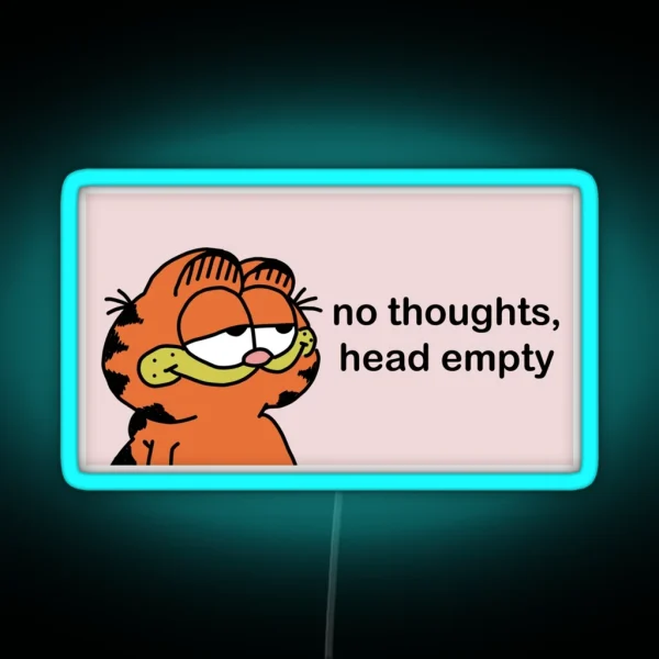 Garfield No Thoughts Head Empty RGB Neon Sign