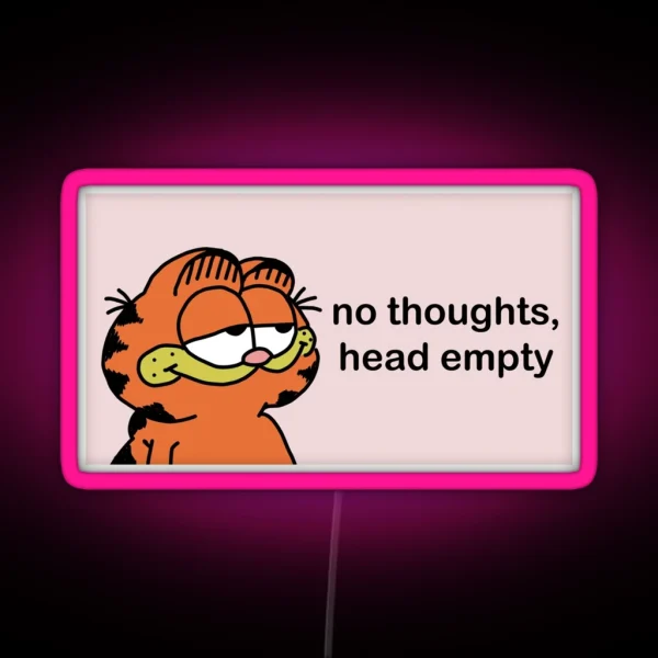 Garfield No Thoughts Head Empty RGB Neon Sign