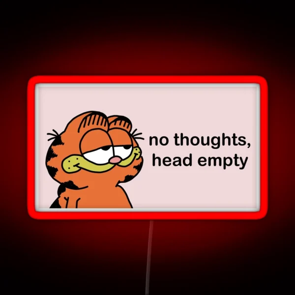 Garfield No Thoughts Head Empty RGB Neon Sign