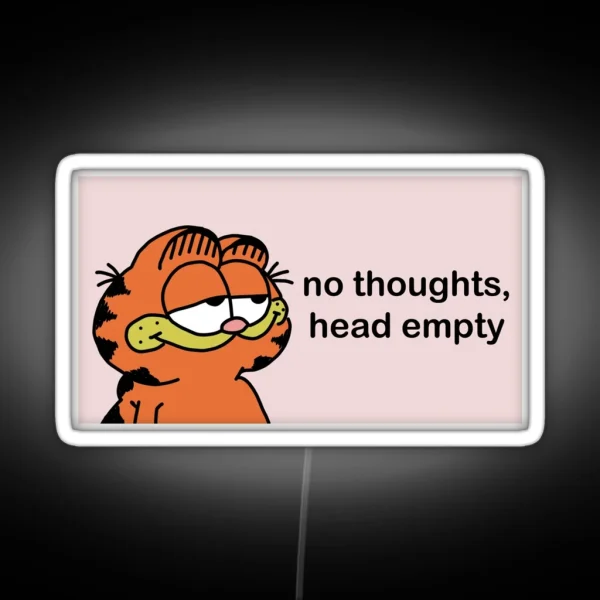 Garfield No Thoughts Head Empty RGB Neon Sign