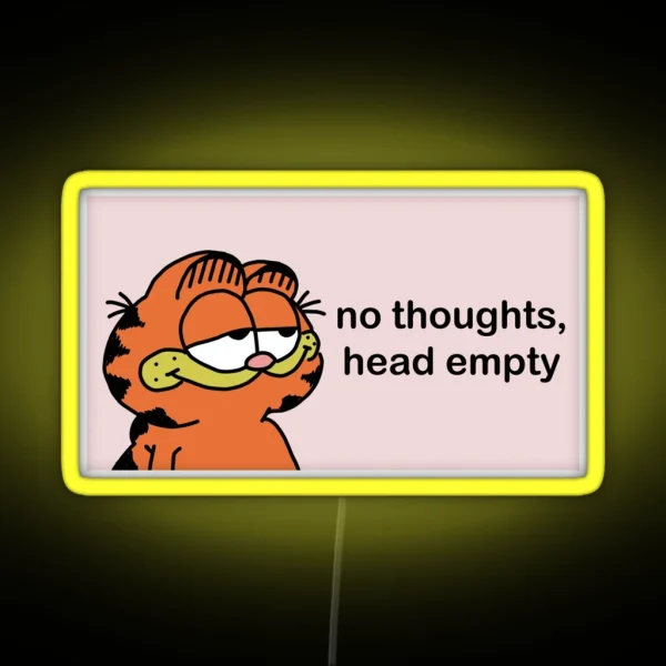 Garfield No Thoughts Head Empty RGB Neon Sign