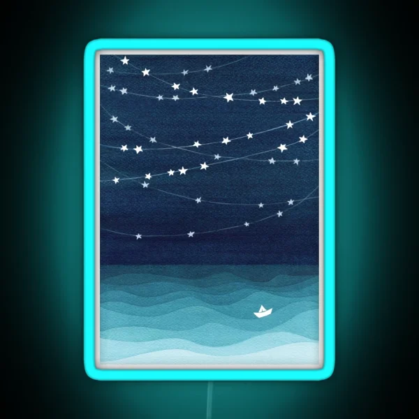 Garland Of Stars Teal Ocean RGB Neon Sign