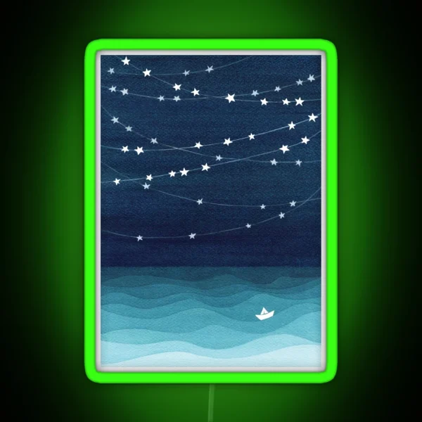 Garland Of Stars Teal Ocean RGB Neon Sign
