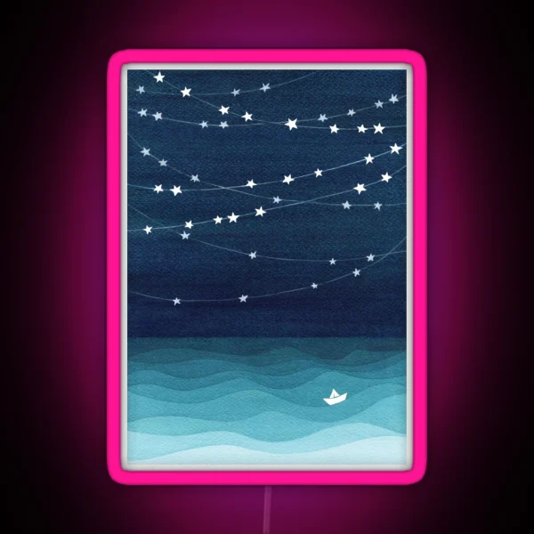 Garland Of Stars Teal Ocean RGB Neon Sign
