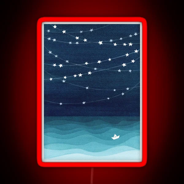 Garland Of Stars Teal Ocean RGB Neon Sign