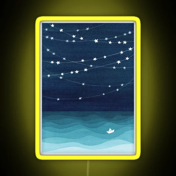 Garland Of Stars Teal Ocean RGB Neon Sign