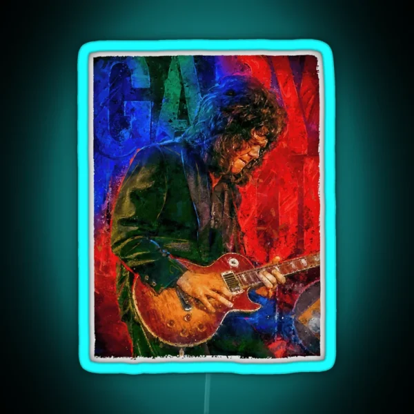 Gary Moore Tribute Portrait RGB Neon Sign