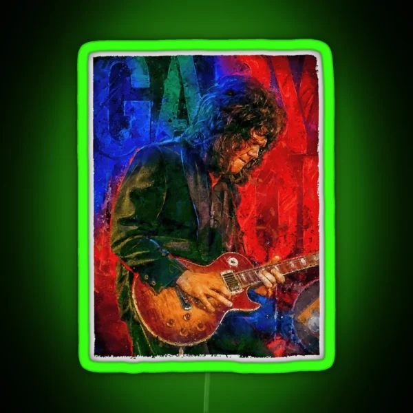 Gary Moore Tribute Portrait RGB Neon Sign