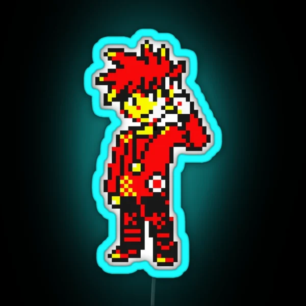 Gary Red Blue Trainer Pixel Art RGB Neon Sign