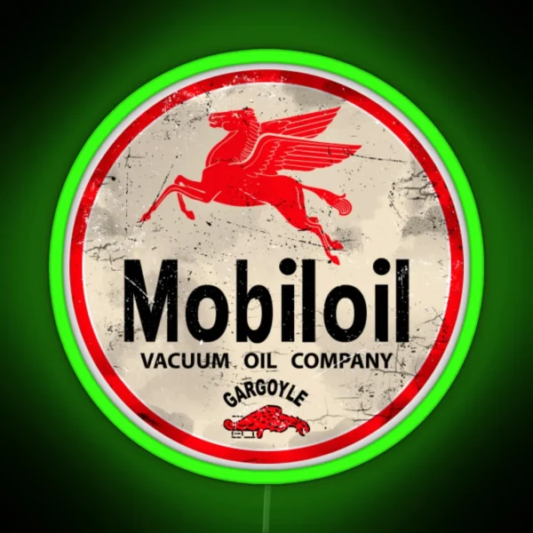 Gas And Oil Ledmobiloil Gargoyle Vintage Sign RGB Neon Sign