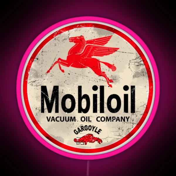 Gas And Oil Ledmobiloil Gargoyle Vintage Sign RGB Neon Sign
