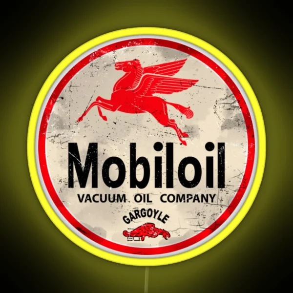 Gas And Oil Ledmobiloil Gargoyle Vintage Sign RGB Neon Sign