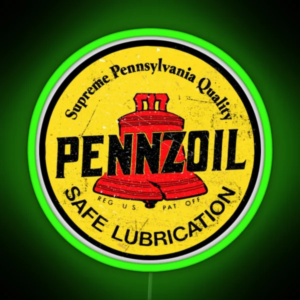 Gas And Oil Ledpennzoil Vintage Oil Company RGB Neon Sign