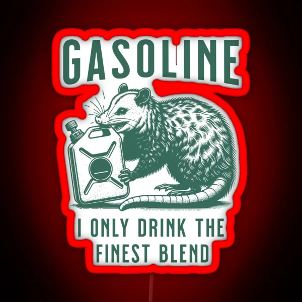 Gasoline Drinking Possum RGB Neon Sign