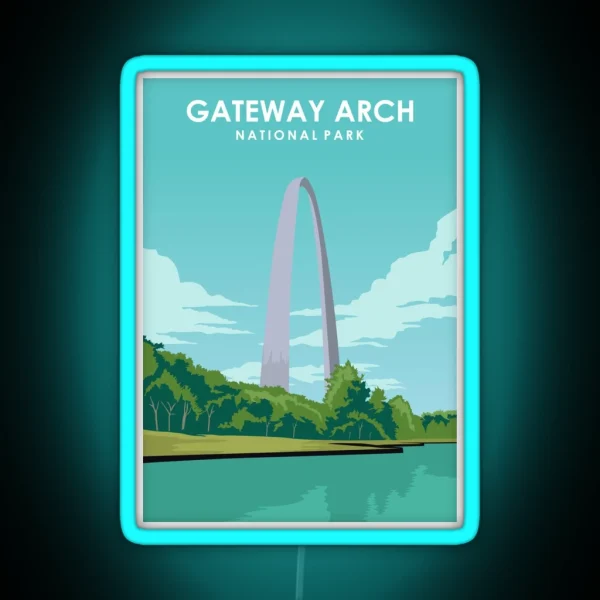 Gateway Arch National Park Travel Poster RGB Neon Sign