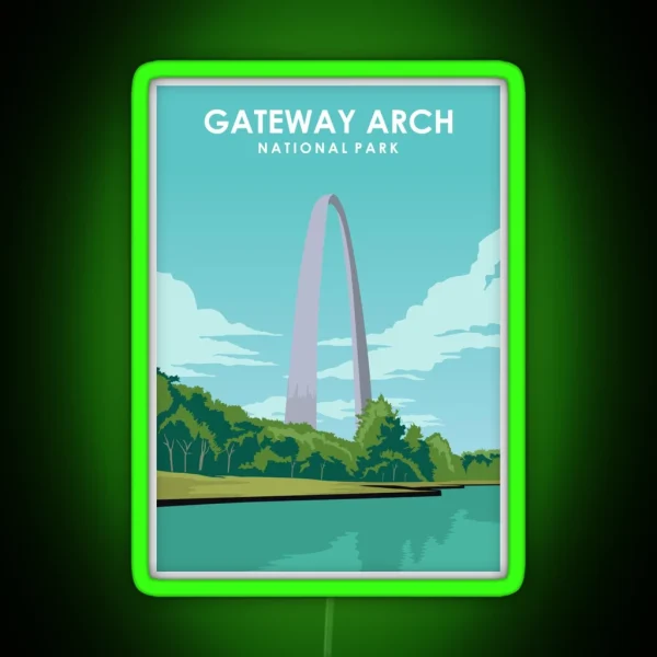 Gateway Arch National Park Travel Poster RGB Neon Sign