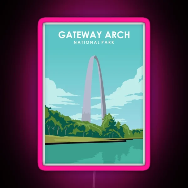 Gateway Arch National Park Travel Poster RGB Neon Sign