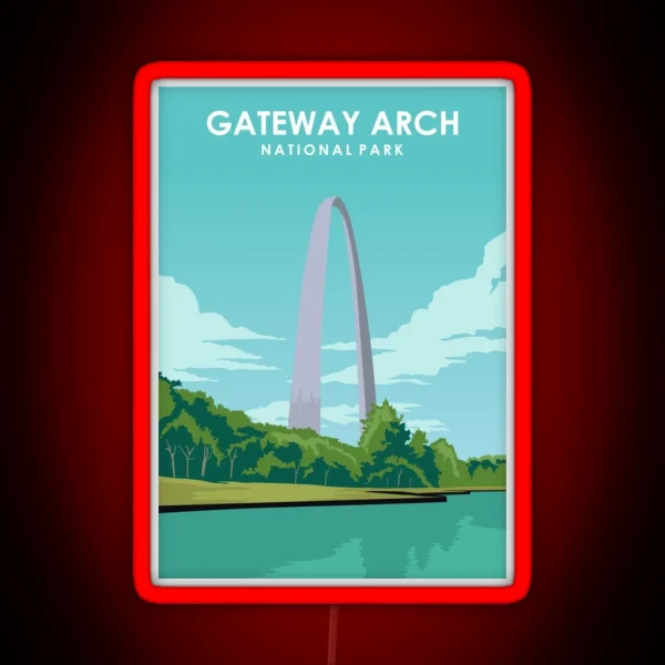 Gateway Arch National Park Travel Poster RGB Neon Sign