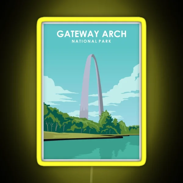 Gateway Arch National Park Travel Poster RGB Neon Sign
