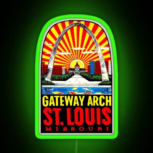 Gateway Arch St Louis Vintage Travel Decal RGB Neon Sign