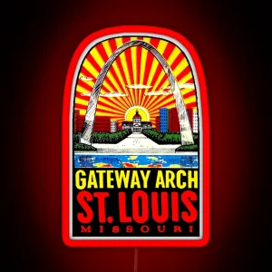 Gateway Arch St Louis Vintage Travel Decal RGB Neon Sign