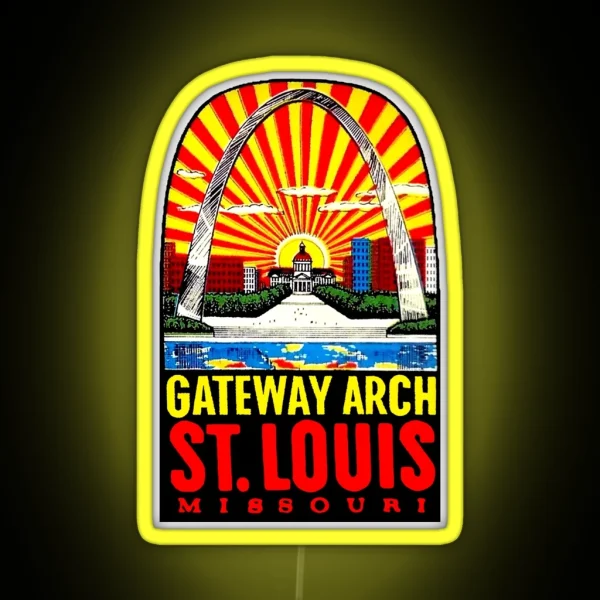 Gateway Arch St Louis Vintage Travel Decal RGB Neon Sign