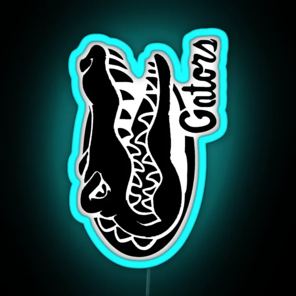 Gator Bait Crocodile And Elegator Black And White RGB Neon Sign