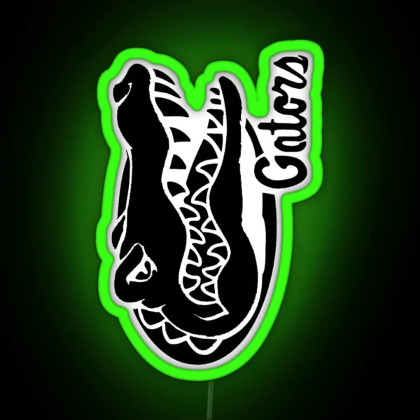 Gator Bait Crocodile And Elegator Black And White RGB Neon Sign
