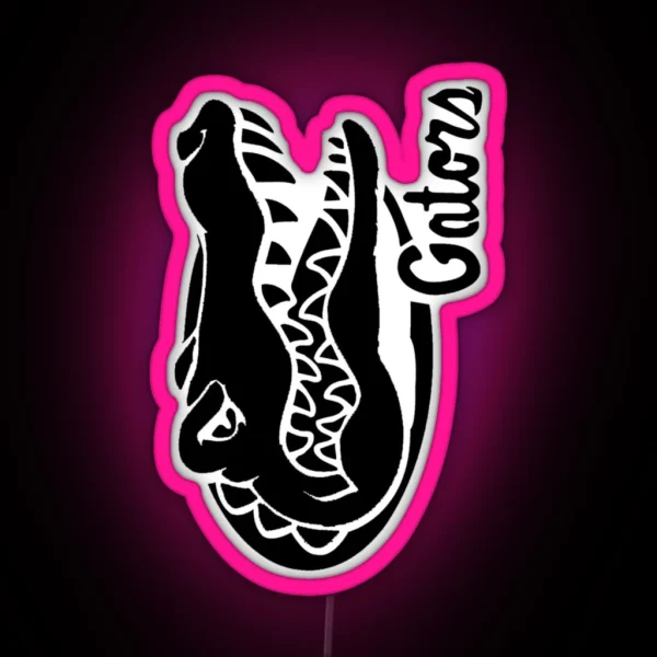 Gator Bait Crocodile And Elegator Black And White RGB Neon Sign