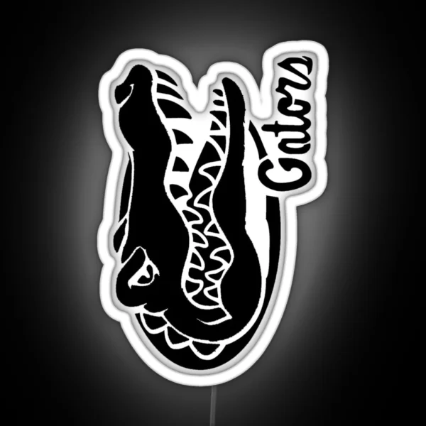 Gator Bait Crocodile And Elegator Black And White RGB Neon Sign