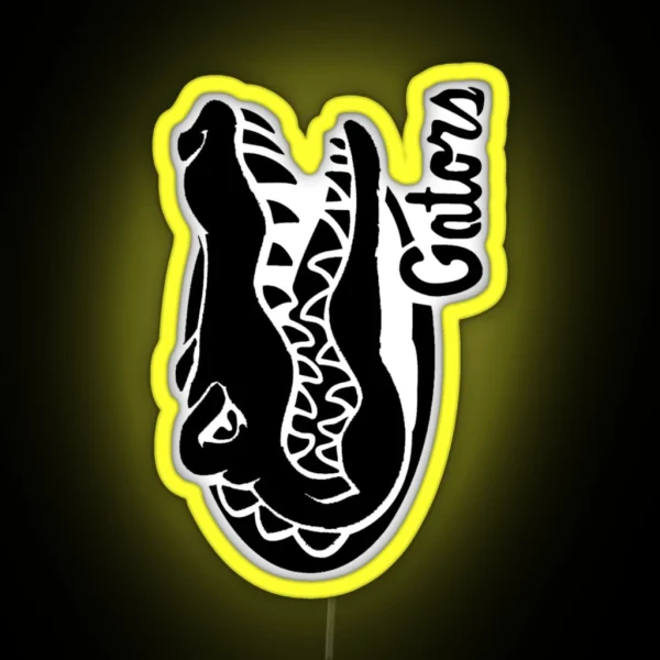 Gator Bait Crocodile And Elegator Black And White RGB Neon Sign
