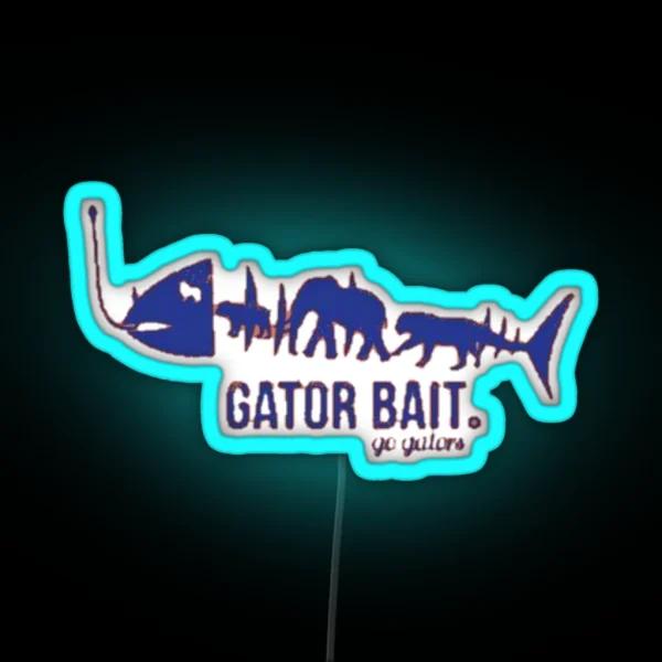 Gator Bait Go Gator Fish Blue Orange RGB Neon Sign