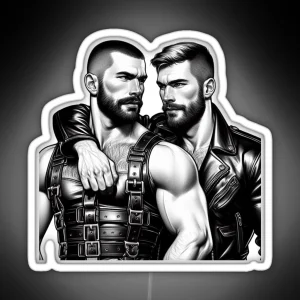 Gay Leather Biker Boys Desire Pride Graphic Design RGB Neon Sign