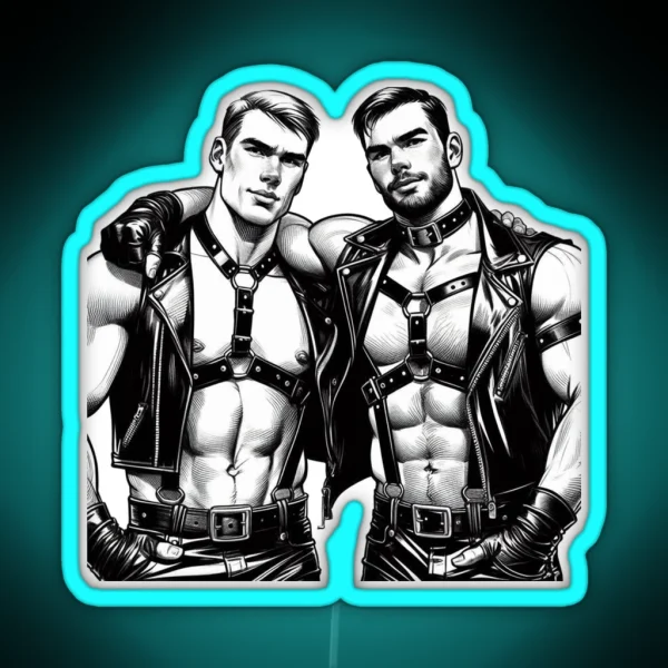 Gay Leather Daddies Night Tom Of Finland Tribute Leder RGB Neon Sign